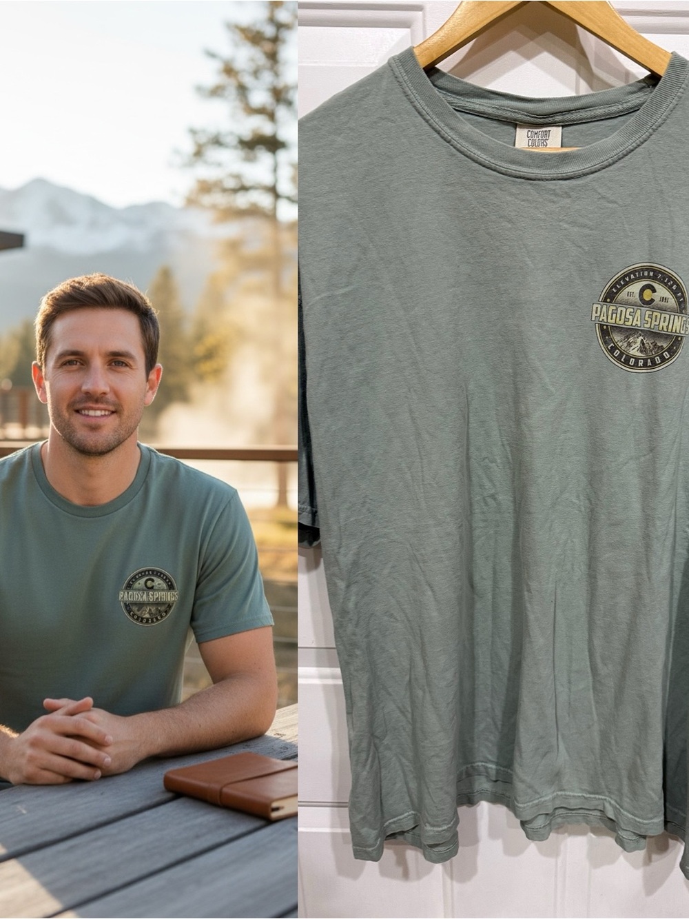 Comfort Colors Pagosa Springs Colorado 2XL Sage Green Graphic T-Shirt